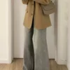 高腰顯瘦寬鬆復古毛邊寬褲：圖片 2