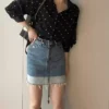寬鬆顯瘦百搭撞色圓點長袖襯衫：圖片 2
